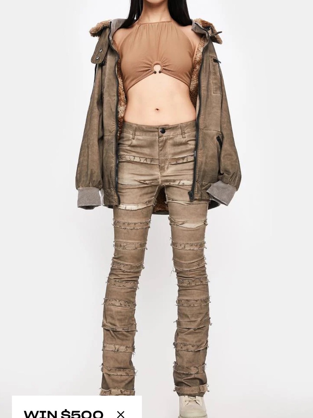 Dolls Kill Atmosphere Strappy Distressed Skinny Pants Darker Wav XS